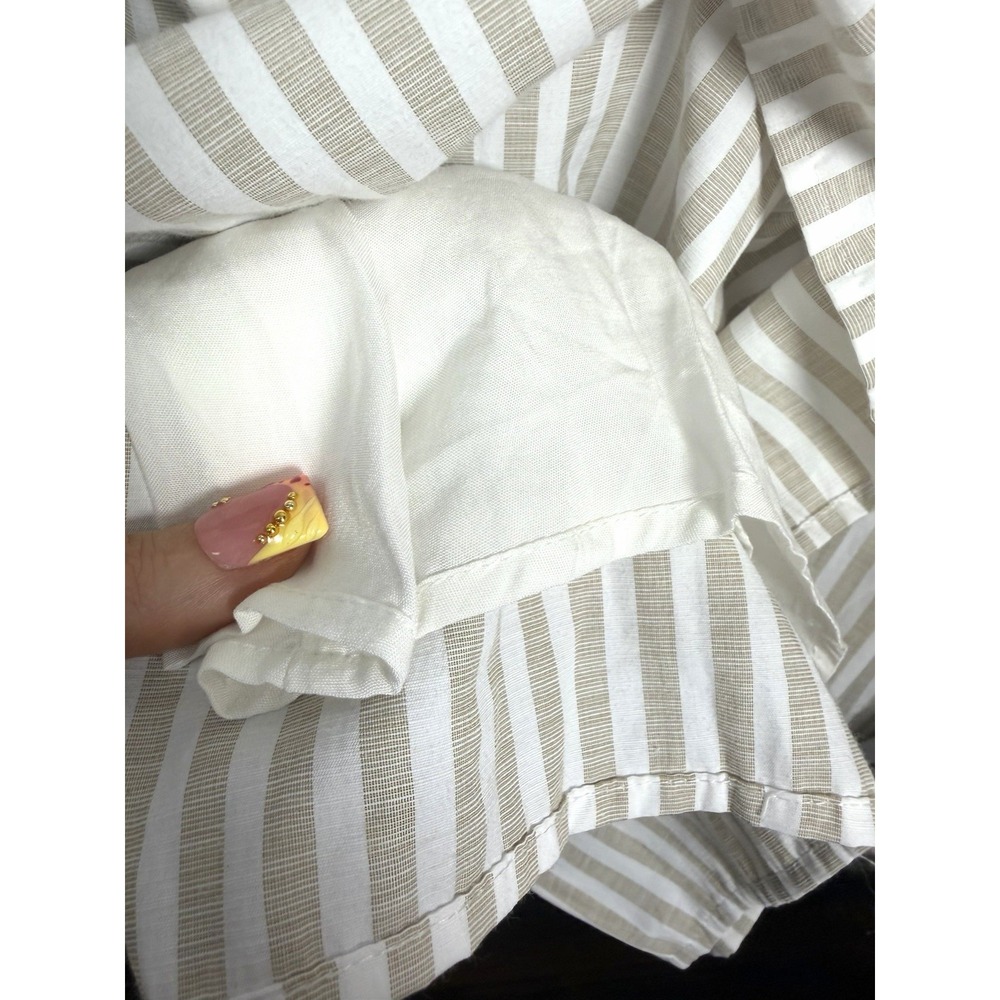 Entro Out For Fun Sand Striped Pleated Ruffle Shirt Dress Women's Size Large - Picture 12 of 14